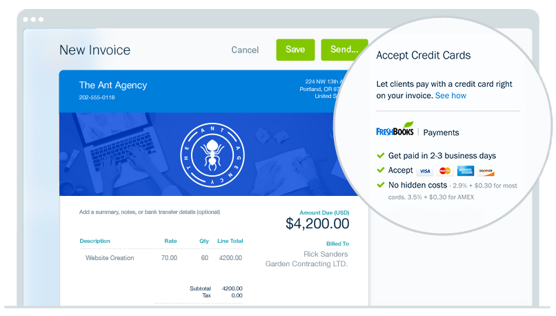 Invoice Settings - Start Accepting Credit Cards