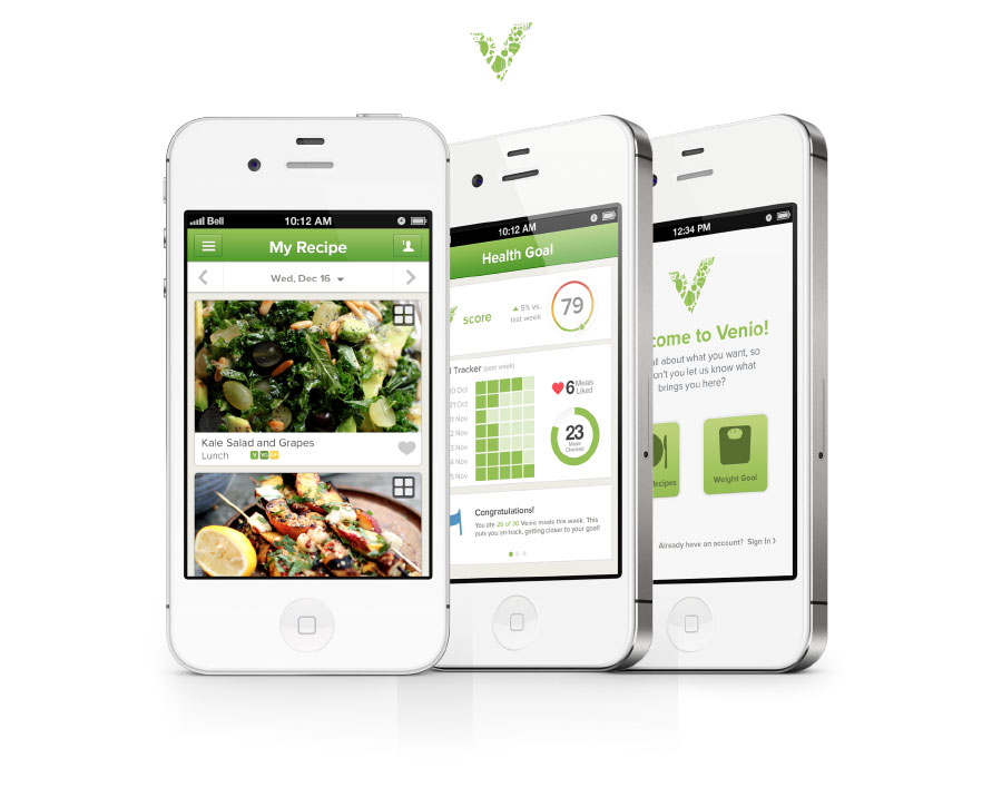 Venio Mobile App Displaying Weekly Recipes